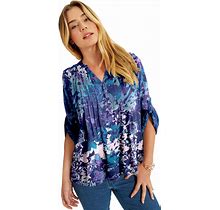 Plus Size Women's Roll-Tab Popover Tunic By June+Vie In Navy Graphic Floral (Size 10/12)