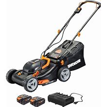 Worx 40V 17" Cordless Lawn Mower For Small Yards, 2-In-1 Battery Lawn Mower Cuts Quiet, Compact & Lightweight Push Lawn Mower With 7-Position Height