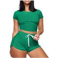 Nechology Ski Suit Piece Tracksuits Casual Outfits Sleeve 2 Summer Active Short Sets Womens Wedding Dress For Guest Women Pants Green Medium