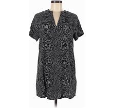 H&M Casual Dress - Shift V Neck Short Sleeves: Black Polka Dots Dresses - Women's Size 0