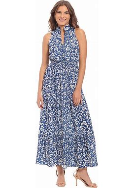 Women's London Times Floral Smocked-Waist Maxi Dress, Size: 8, Blue