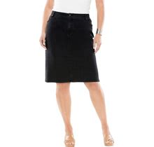 Plus Size Women's True Fit Stretch Denim Short Skirt By Jessica London In Black (Size 24)