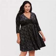 Torrid Dresses | Torrid- Black Shine Velvet Wrap Dress | Color: Black/Silver | Size: 2X