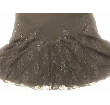 Vtg. Alex Evenings Beaded Dress Flounce Lace Sleeveless Black Sz.10