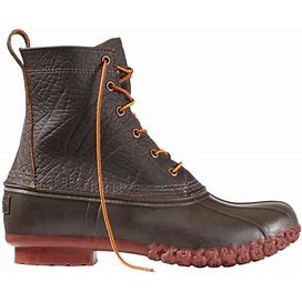 L.L.Bean | Men's Bean Boots, 8" Bison Dark Brown/Brick Red 13 M(D), Leather/Rubber