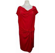 Michael Kors Red Draped Neck Sleeveless Twist Waist Stretch Knit Dress