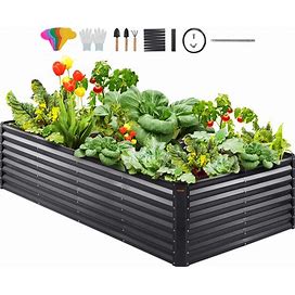 VEVOR 47.2-In W X 94.5-In L X 23.6-In H Elevated Thickness: 1 mm Galvanized Metal Raised Garden Bed Rubber In Gray | LDSJSZZCTSH94I35EV0