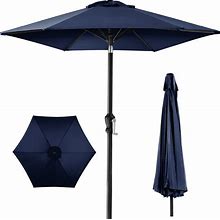 Best Choice Products 10ft Outdoor Steel Polyester Market Patio Umbrella W/Crank, Easy Push Button, Tilt, Table Compatible - Navy Blue