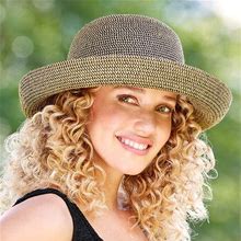 Women's Roll-Up-Brim Sun Hat - Black/Tan - The Vermont Country Store