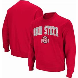 Men's Colosseum Scarlet Ohio State Buckeyes Team Arch & Logo Tackle Twill Pullover Sweatshirt Size:L
