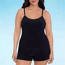 Trimshaper Womens Swim Dress | Black | Womens 14 | One Piece Swimsuits Swim Dresses | Adjustable Straps