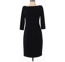 David Meister Casual Dress - Sheath Boatneck 3/4 Sleeves: Black Solid Dresses - Women's Size 4