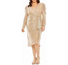 Mac Duggal Women's Draped Shimmer Midi Dress - Rose Gold - Size 20