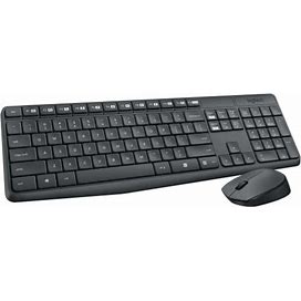 Logitech MK235 Wireless Straight Full-Size Keyboard & Ambidextrous Optical Mouse, Black