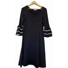 Danny & Nicole Dresses | Danny And Nicole Women's Large Black Ruffle 3/4 Sleeve Sweater Shift Dress | Color: Black/White | Size: L