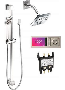 Moen U-S6340EP 90 Degree Shower System With Rain Shower Arm/Flange Controller And Valve Chrome Showers Shower System Thermostatic
