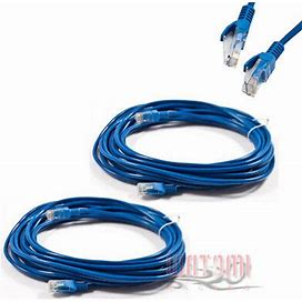 2X 50ft Cat5 Cat5e Rj-45 Ethernet Lan Network Patch Cable Blue Male