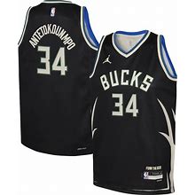 Youth Jordan Brand Giannis Antetokounmpo Black Milwaukee Bucks Swingman Jersey - Statement Edition
