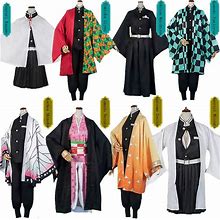 Demon Slayer Kimetsu No Yaiba Cosplay Costume Set - Tanjirou, Kamado, Nezuko - Unisex Kimono Suit (2