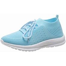 White Sneakers For Women Lace Up Shoes Wide Width Running Athletic Shoes Comfort Trainers Non Slip Blue 7