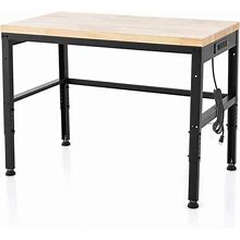 48 in. Adjustable Workbench Solid Oak Wood Top 2000 Lbs. Heavy-Duty Worktable