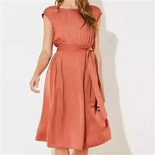 Loft Dresses | Ann Taylor Loft Burnt Orange Midi Dress, 4P | Color: Orange | Size: 4P
