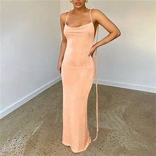 Summer Dress New Women's Clothing Fashion Suspenders Sexy Backless Slim Fit Hip Temperament Dress Rose Gold