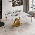 White 63" Rectangular Marble Dining Table With Steel X-Base
