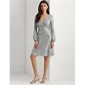 Lauren Ralph Lauren Womens Metallic Dress Dark Gray Silver Size 4 Msrp $195