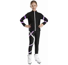 Yeahdor Girls Youth 2Pcs Activewear Gym Workout Outfit Long Sleeve Coat Top With Active Leggings Sweatsuit Light Purple 12