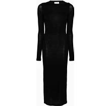 Saint Laurent Open-Back Fine-Knit Maxi Dress - Black