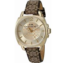 Coach Women's 14502509 Boyfriend Signature Fabric Leather Gold Tone Glitz Watch