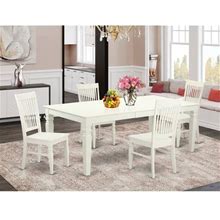East West Furniture White Logan 5-Piece Wood Kitchen Table Set In Linen Size 5