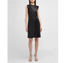 Burberry Anais Twist-Front Shift Dress, Black, Women's, 10, Casual & Work Dresses Shift Dresses