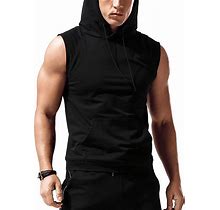 Babioboa Men's Workout Hooded Tank Tops Sleeveless Gym Hoodies Bodybuilding Muscle Cut Off T-Shirts