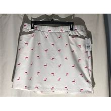 Womens Kim Rogers, Skort, L, White With Pink Flamingos,