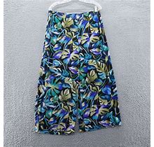 Chicos Womens Travelers Floral Wide Leg Pants 3 Size 16 Blue Black Yellow