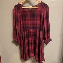 Urban Outfitters Cooperative Red Plaid Flannel Tunic Dress Sz Xs Lk