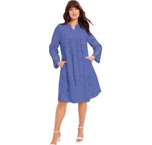 Plus Size Women's Eyelet Boardwalk Shirtdress By June+Vie In Blue Haze (Size 22/24)