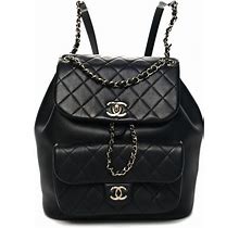 CHANEL Lambskin Quilted Large Duma Drawstring Backpack Black