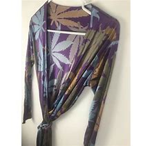 Lucien Pellat-Finet Dresses | Designer Lucien Pellat-Finet Women's Sz Xs Long Sleeve Wrap Dress Kanabis Italy | Color: Gray/Purple | Size: Xs