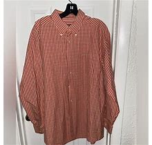 Talbots Shirts | Men's Talbots Button Up L/S Pocket Plaid Orange Dress Shirt Sz Xl | Color: Orange/White | Size: Xl
