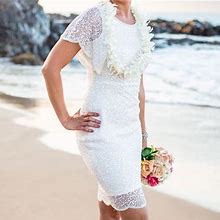 Adrianna Papell Dresses | Adrianna Papell Beaded Flutter Sleeve Dress | Color: Cream | Size: 0