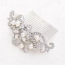 Yean Decorative Bride Wedding Hair Combs With Rhinestones Bridal Hair Accessories For Bridesmaids (Silver)