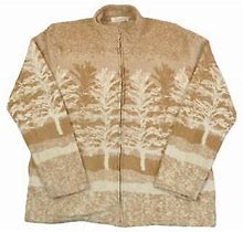 Vintage Fleece Jacket Retro Tree Print Ladies Medium