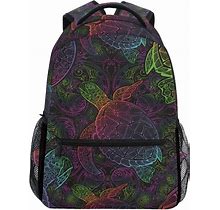 Senya School Backpack Boho Sea Turtle Mandala Bookbag For Boys Girls Travel Bag One Size