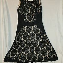 Danny & Nicole Womens Size 12 Black Lace Detail Dress - Women | Color: Black | Size: L