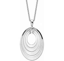 Sterling Silver Circle Polished And Brushed Necklace Pendant With Chain