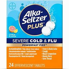 Alka-Seltzer Plus Powerfast Fizz Severe Cold & Flu Medicine, Citrus Effervescent Tablets, 24 Count