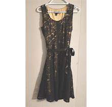 Perceptions New York Beige With Black Lace Overlay Dress NWT.